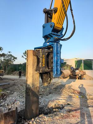 Bate-estacas com aderência lateral – Cabeça de acionamento com inclinação bidirecional e sopro de energia de alto impacto com baixo ruído e operação ecologicamente correta